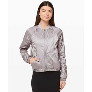 lululemon athletica Metallic Light Gray Bomber Jacket 10